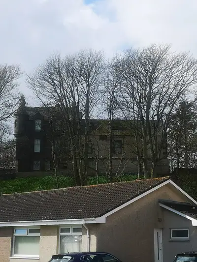 Hallgreen Castle في Inverbervie، قلعة حجرية ذات برج مركزي